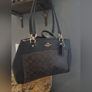 Coach Black Signature Canvas Satchel